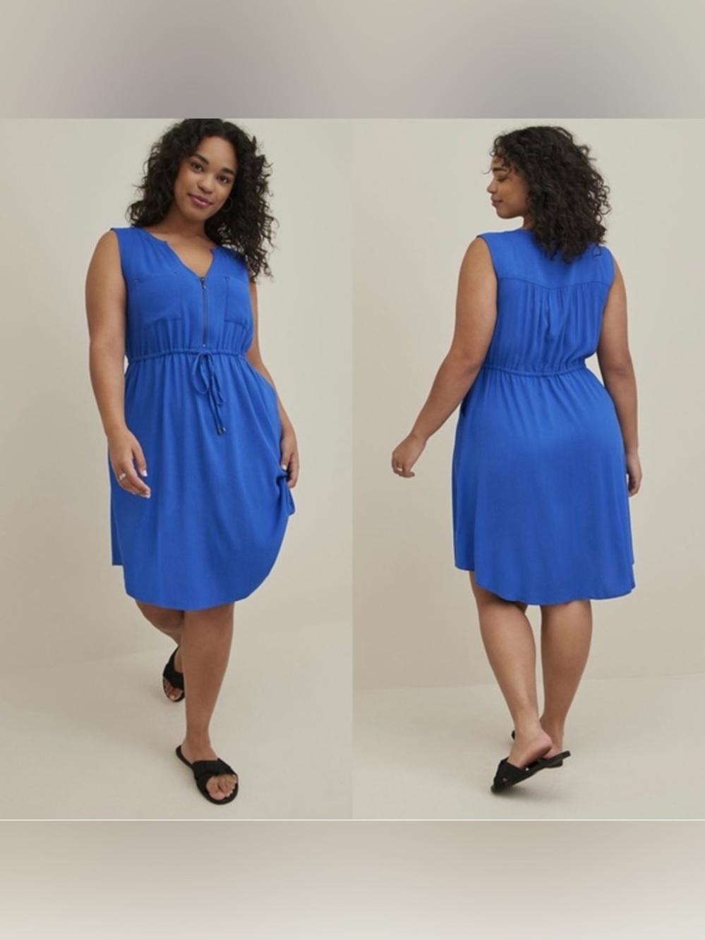 torrid Royal Blue Sleeveless Drawstring Waist Midi Dress